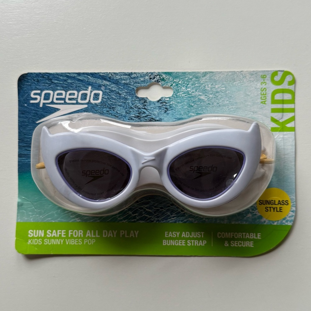 Speedo Unisex Kids Sunny Vibes Pop Sunglass Style Swim Goggles - White -Ages 3-6